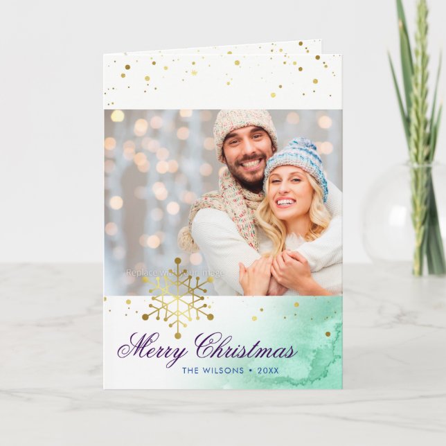 Foto personalizada de las Felices Navidad del oro (Anverso)