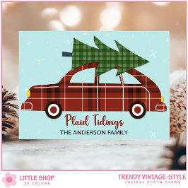 Foto personalizada de Navidad con coche vintage de