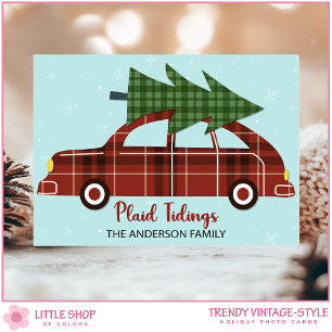 Foto personalizada de Navidad con coche vintage de