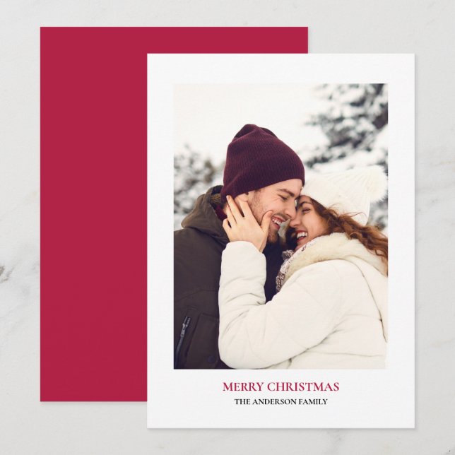 Foto personalizada de Navidad de Feliz (Anverso / Reverso)