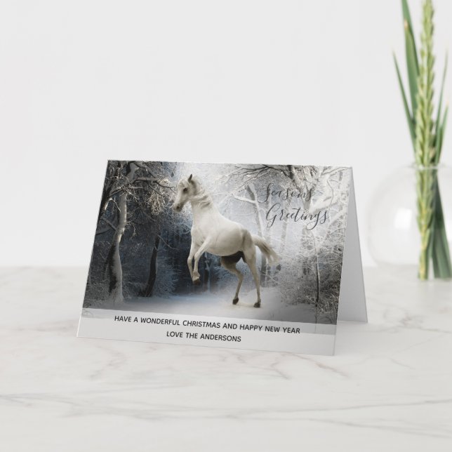 Foto personalizada de navidad de nieve en caballos (Anverso)