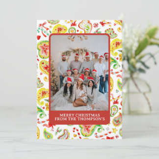 foto personalizada de Navidad en paisley acuarela