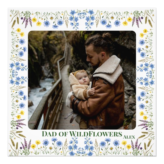 Foto personalizada de padre e hija con flores silv (Frente)