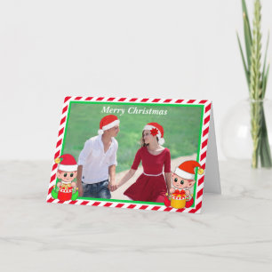 Foto personalizada en tarjeta de Navidad de elfo l