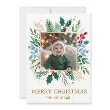 Foto personalizada Feliz Navidad Botánico Acuarela