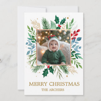 Foto personalizada Feliz Navidad Botánico Acuarela