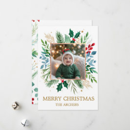 Foto personalizada Feliz Navidad Botánico Acuarela