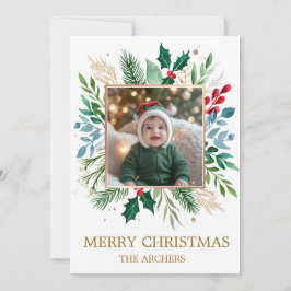 Foto personalizada Feliz Navidad Botánico Acuarela