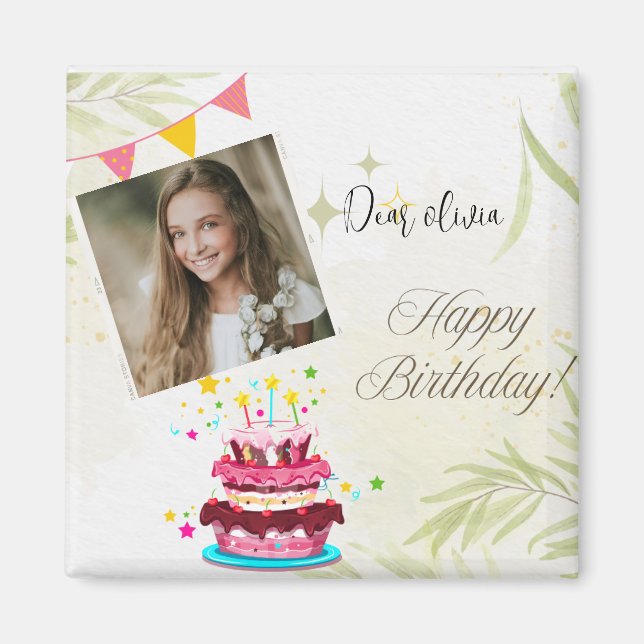 Foto personalizada Imán de deseos de cumpleaños (Frente)