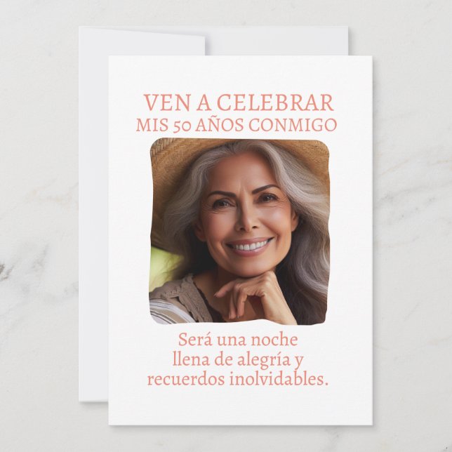 Foto Personalizada Invitación de 50 años (Anverso)