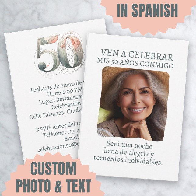 Foto Personalizada Invitación de 50 años (Foto Personalizada Invitación de 50 Años Invitation)