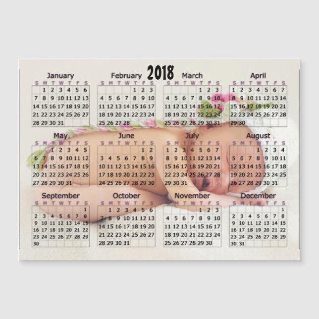 Foto personalizada magnética de 2018 calendarios (Anverso)