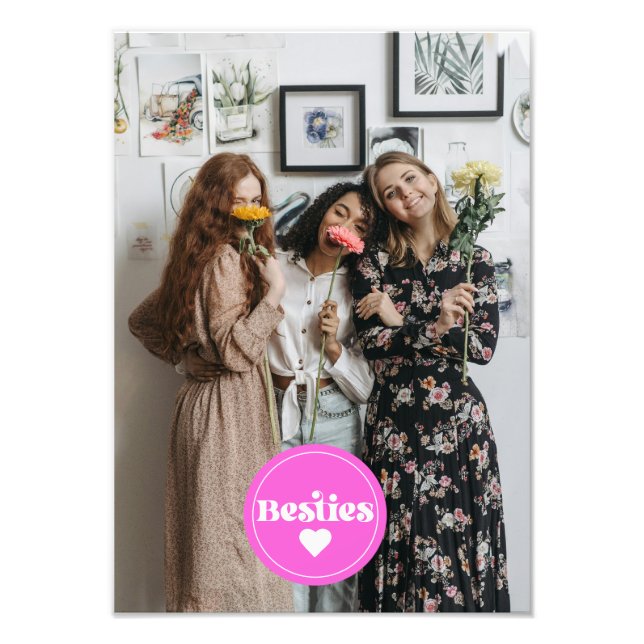 foto personalizada mejores amigas amigos tipografí (Frente)