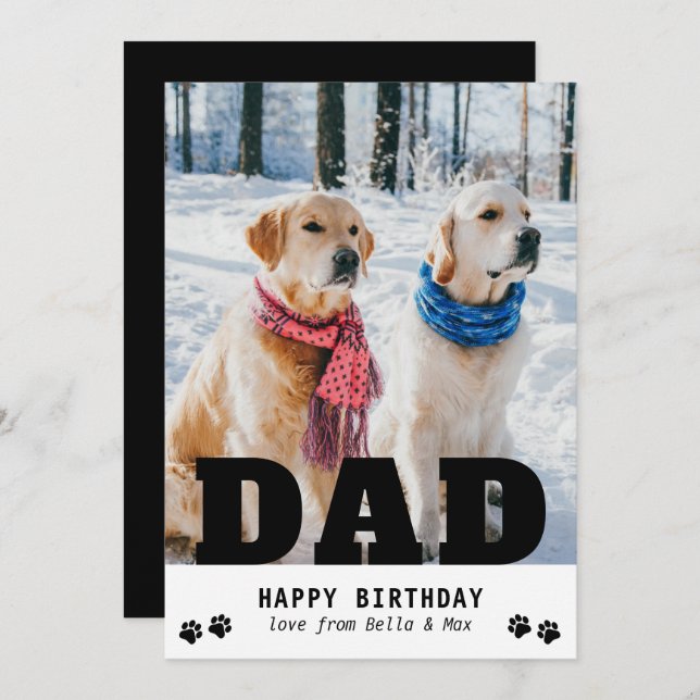 Foto personalizada moderna de Dog Dad Happy Birthd (Anverso / Reverso)