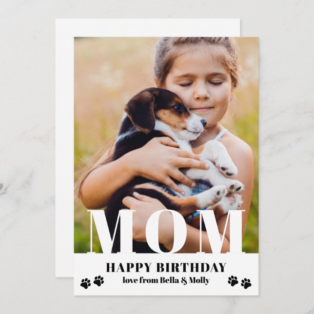 Foto personalizada moderna de Dog Mom Happy Birthd (Anverso / Reverso)
