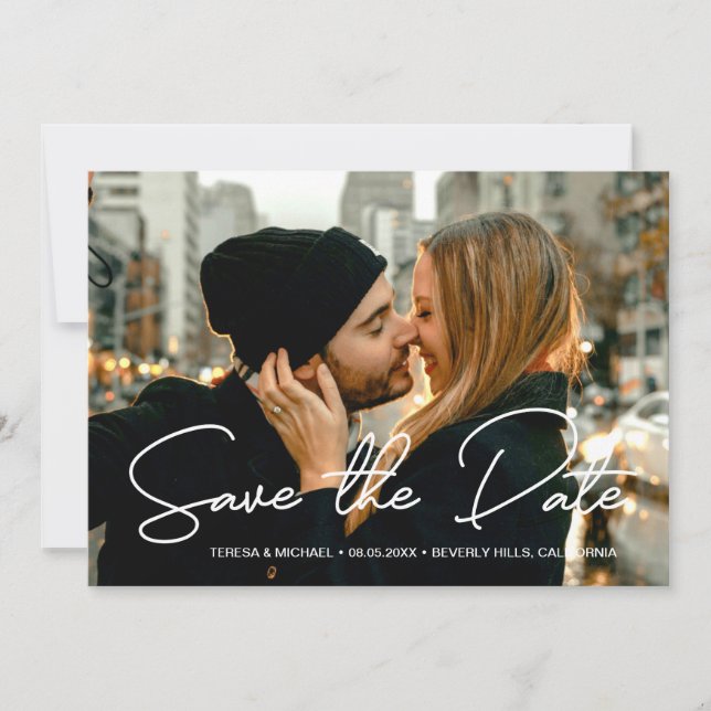 Foto personalizada moderna Guardar la Boda de cita (Anverso)