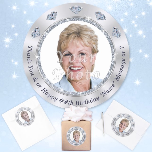 Foto personalizada, Pegatinas de cumpleaños, cualq (60th birthday stickers. Personalized Birthday Stickers. Birthday Stickers with Picture. 60 years old)