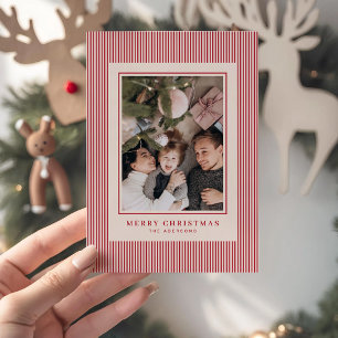 Foto Personalizada Rayas Rojas Feliz Navidad