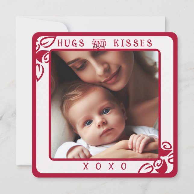 Foto personalizada Red Floral Abrazos y besos XOXO (Anverso)