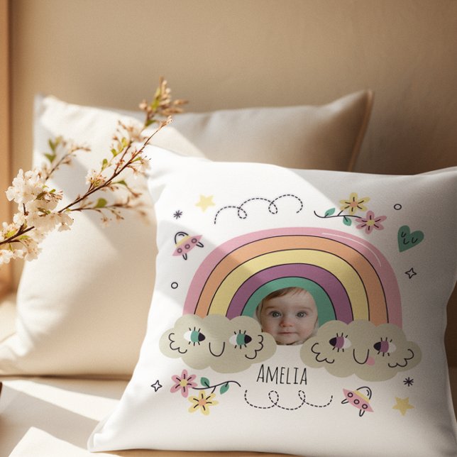 Foto personalizada y cojín decorativo de arcoíris  (Subido por el creador)