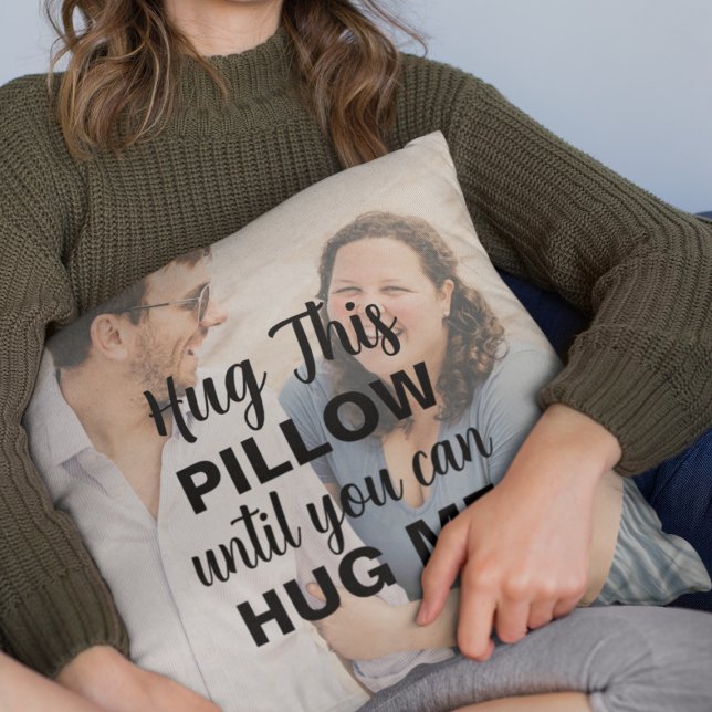 Foto personalizado Abraza Esta Almohada Hasta Que  (Custom Photo Hug This Pillow Until You Can Hug Me
)