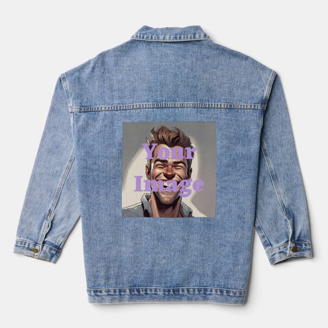 Foto personalizado Chaqueta de Denim Azul de las M (Reverso )