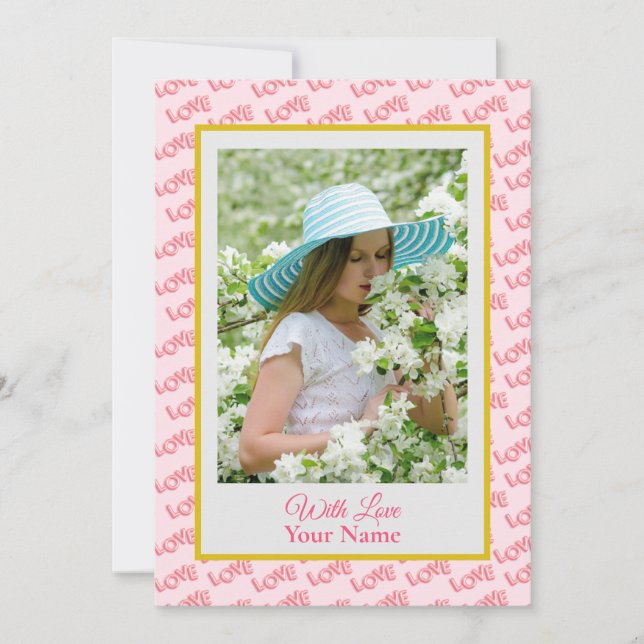 Foto personalizado Con Corazones De Amor Rosa (Anverso)