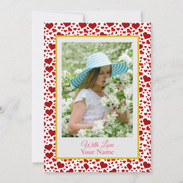 Foto personalizado Con Corazones De Amor Rosa (Anverso)