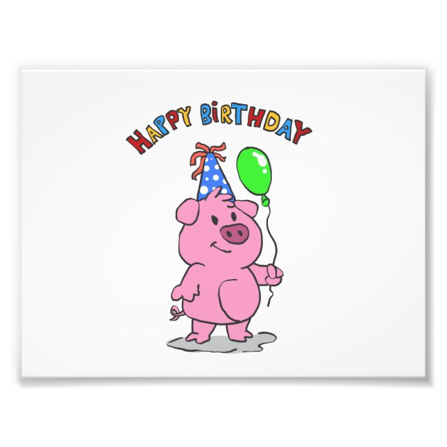 Foto Personalizado de Cerdo de Cumpleaños | elegir colo (Frente)