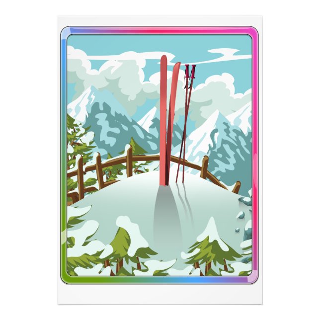 Foto Personalizado del paisaje de esquí (Frente)