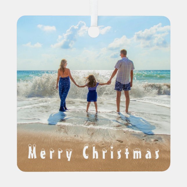 Foto personalizado Feliz Ornamentos de Navidad con (Reverso )