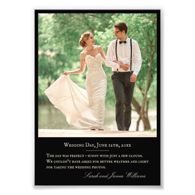 Foto Personalizado fotográfico boda Cita Monograma negr (Frente)