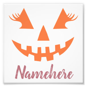 Foto Personalizado Girly Jack O Lantern Pumpkin Hallowe