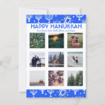 FOTO personalizado Hanukkah Menorah Estrellas tarj<br><div class="desc">Personalizar esta tarjeta plana añadiendo tu propio texto y fotos en la parte delantera o trasera. Hay una rejilla delante de las fotos que facilita el uso de las fotos de tamaño que tengas y mantenerlas alineadas y en formato cuadrado. Puede eliminar la cuadrícula o cambiar los colores o el...</div>