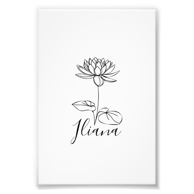 Foto Personalizado Julio Agua Lily Nació Regalo de Flor (Frente)