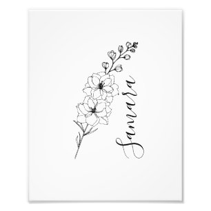 Foto Personalizado Julio Delphinium Birth Flower Gift p