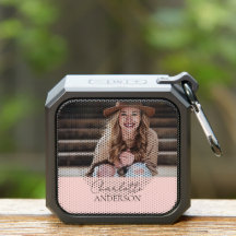 Foto personalizado Nombre Minimalista Rubor Rosa