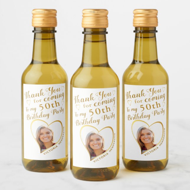 Foto personalizado Oro Blanco Gracias por su cumpl (Botellas)