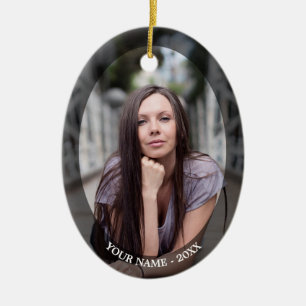 Foto personalizado Óval marco negro Ornamento de N