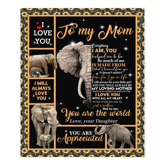 Foto Personalizado Para Mi Mamá Amor De La Hija Elefant (Frente)