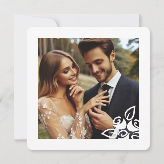 Foto personalizado Rosas Blancas Elegante Tarjeta  (Anverso)