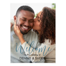 Foto personalizado Rótulo Boda moderno azul