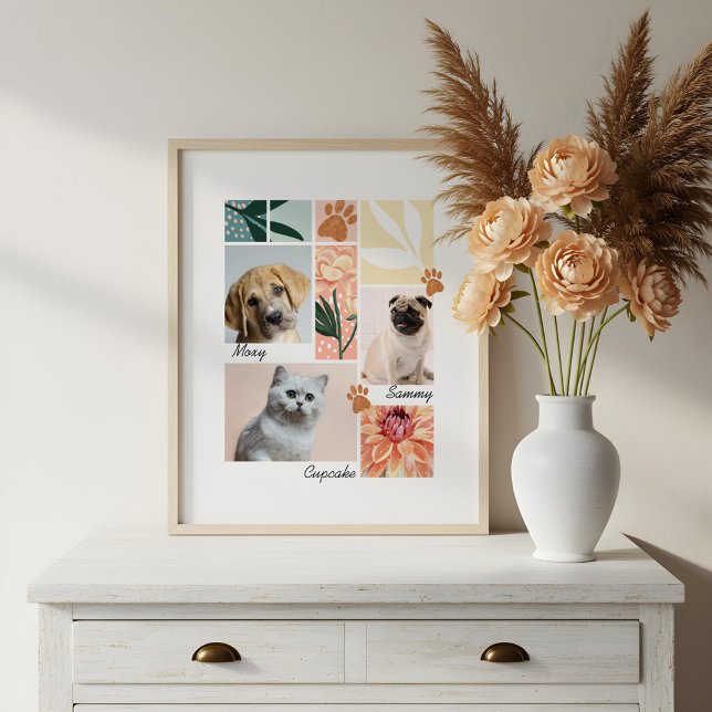 Foto Personalizado Tema Mascota de familia y Collage de (Custom Family & Pet Photo Collage Pet Theme)