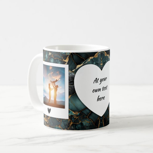 Foto personalizado y taza de texto - Mármol verde  (Anverso izquierdo)