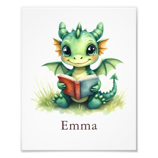 Foto Personalized Baby Dragon Art Print Custom Nursery  (Frente)