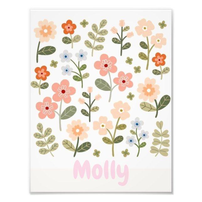 Foto Personalized Floral Name Poster for Girls (Frente)