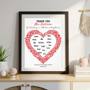 Foto Personalized Heart Teacher Gift Poster