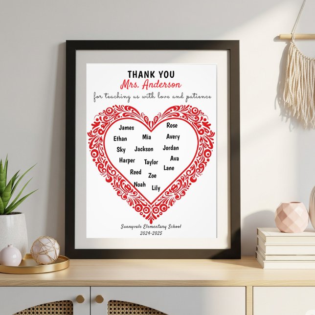 Foto Personalized Heart Teacher Gift Poster (Subido por el creador)