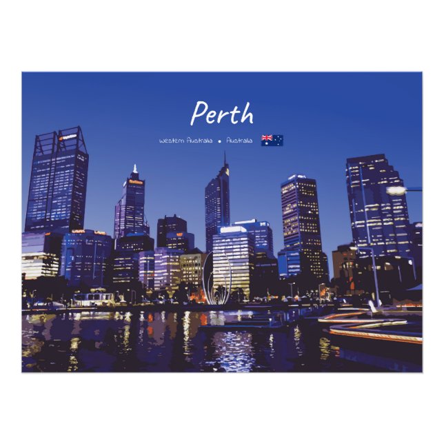 Foto Perth, Australia - Horizonte de la ciudad de noche (Frente)