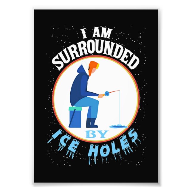Foto Pesca de hielo estoy rodeada de hoyos de hielo (Frente)